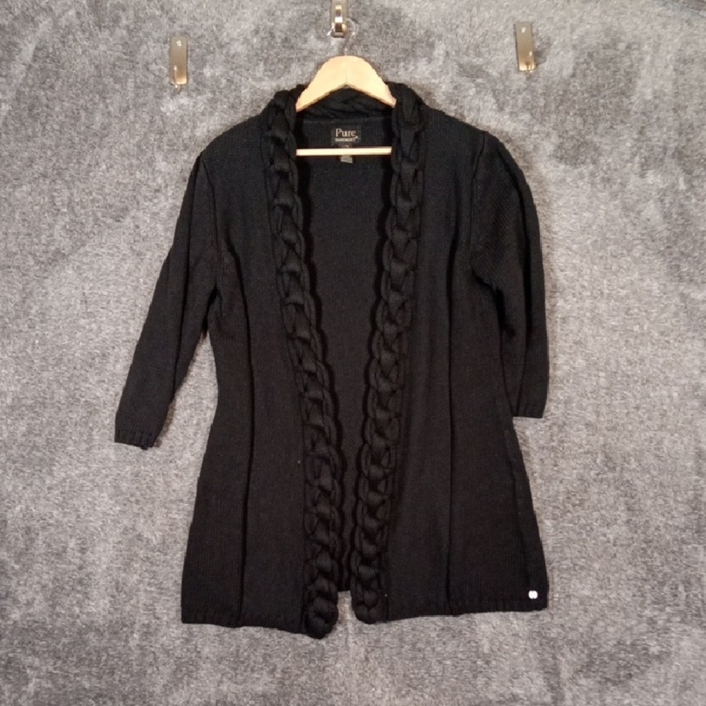 Pure Handknit Breaded Open Cardigan Heavy Womens L/XL